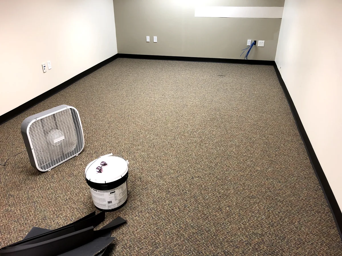 Commercial carpet tile installation